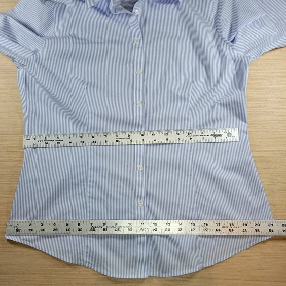 Brooks Brothers 1818 Womens Fitted Blue Striped Shirt 12 Preppy Nautical - Picture 6 of 8